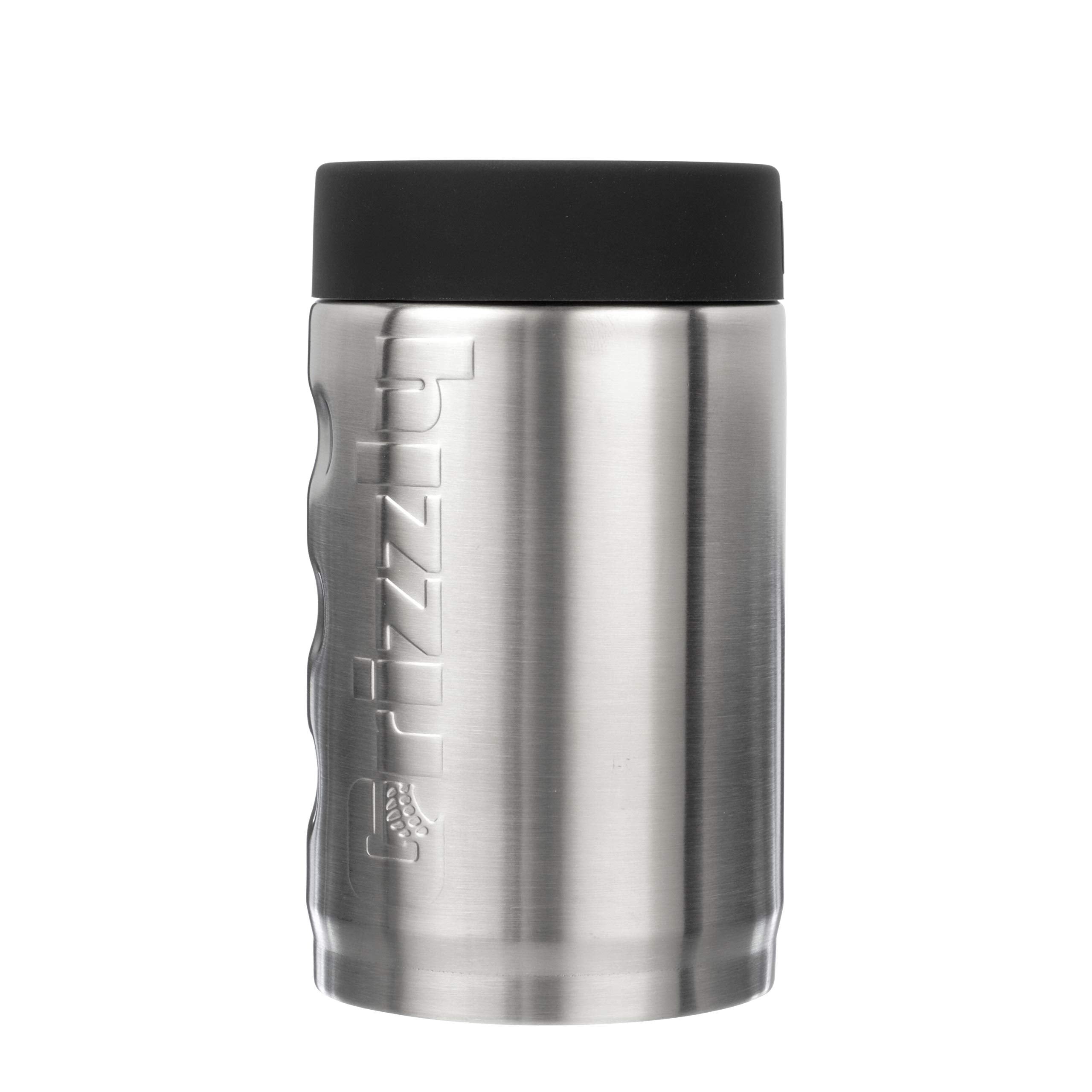 12 oz Grizzly Grip Can | Stainless Steel Vacuum Insulated Can Cooler | For 12 oz Regular Beer and Soda Cans Reusable Durable | Brushed Stainless