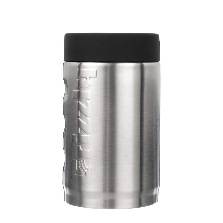 12 oz Grizzly Grip Can | Stainless Steel Vacuum Insulated Can Cooler | For 12 oz Regular Beer and Soda Cans Reusable Durable | Brushed Stainless