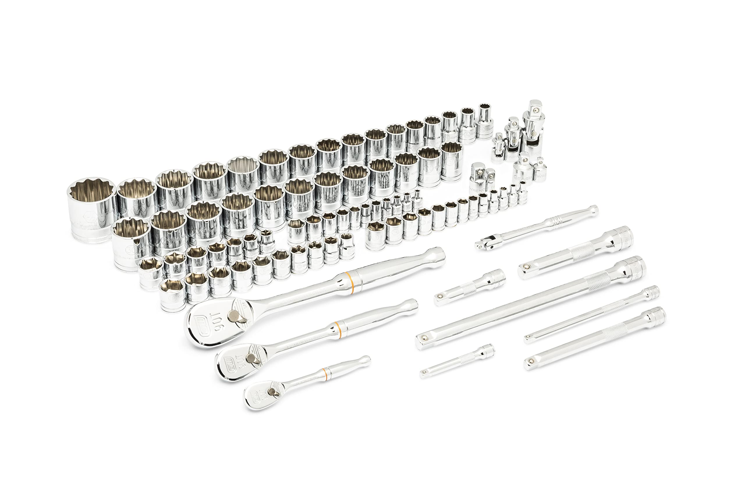 1/4, 3/8", 1/2" GEARWRENCH 90-Tooth SAE/Metric Mechanics Tool Set with EVA Foam Tray - 86529