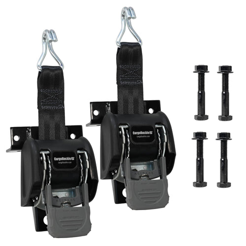 Ladder Rack CargoBuckle F18816 Tie-Down System, Square Mount Self Retracting Ratchet Straps for Trucks, 2-inch x 7-Feet (Pack of 2)