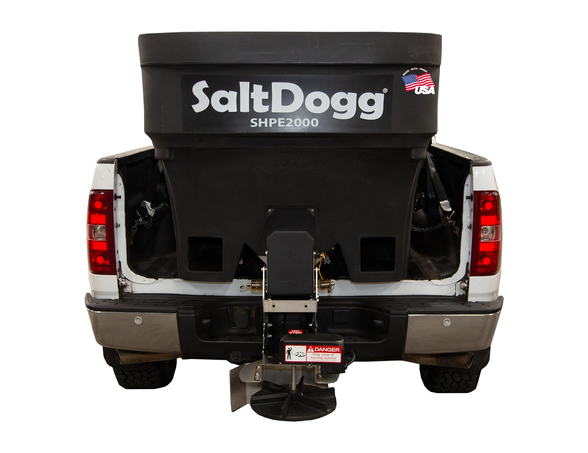 SaltDogg Buyers Products SHPE2000 Commercial Salt & Sand Spreader w/ Electric Drive Hopper, Made In The USA, 2.0 Cu Yds Capacity, Stainless Steel Auger, Medium/Heavy Commercial Salt Spreader