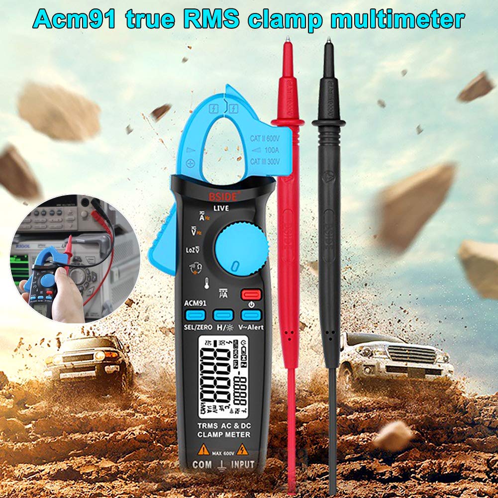 Digital Clamp Meter ACM91 AC/DC Current True RMS Auto-Ranging 6000 Counts Volt Meter Low Impedance Voltage Tester Portable Digital Multimeter