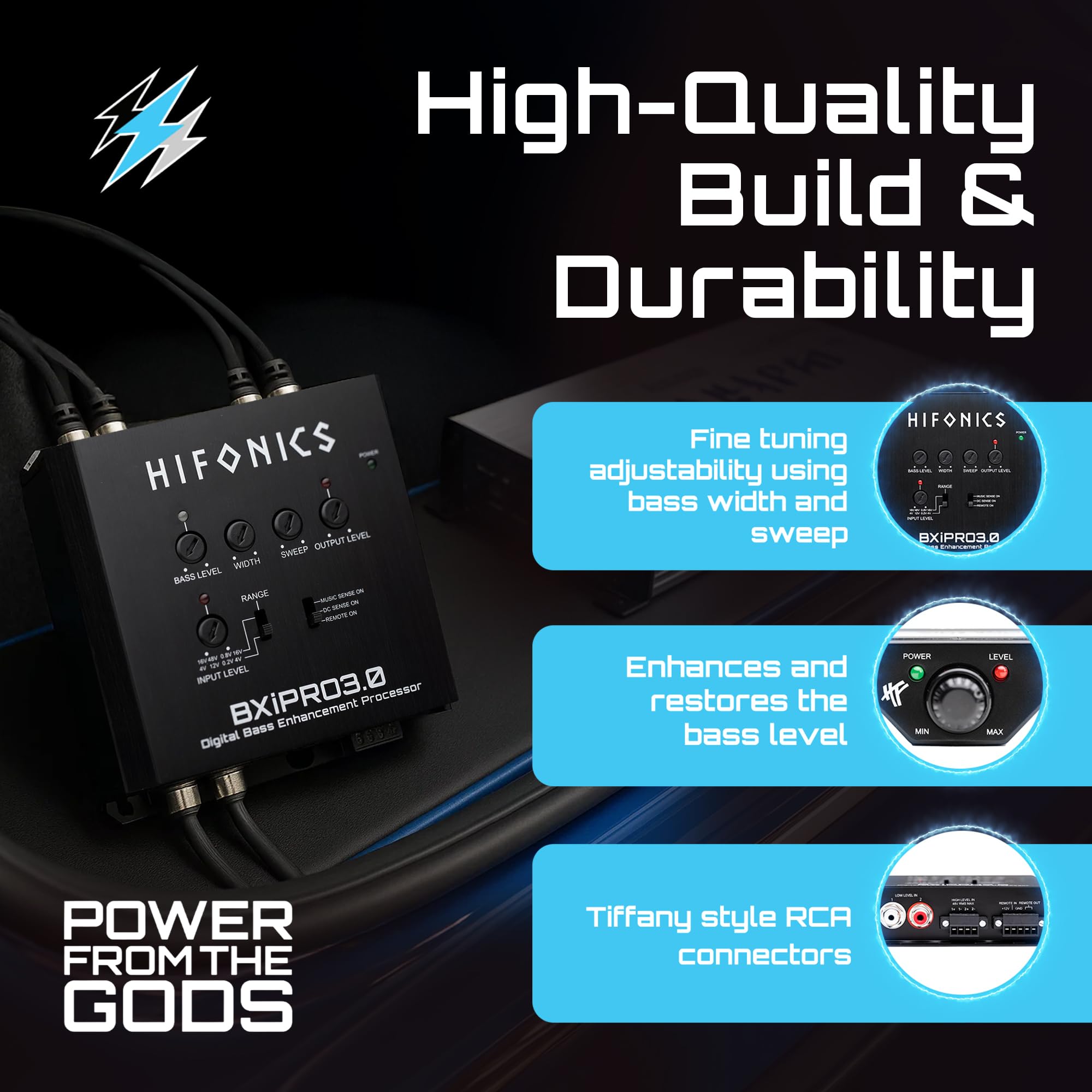 Hifonics Bass Enhancer BXIPRO3.0, Digital Processor with Dash Mount Remote Control, Integration with Any Vehicle for Upgraded Subwoofer System, Black