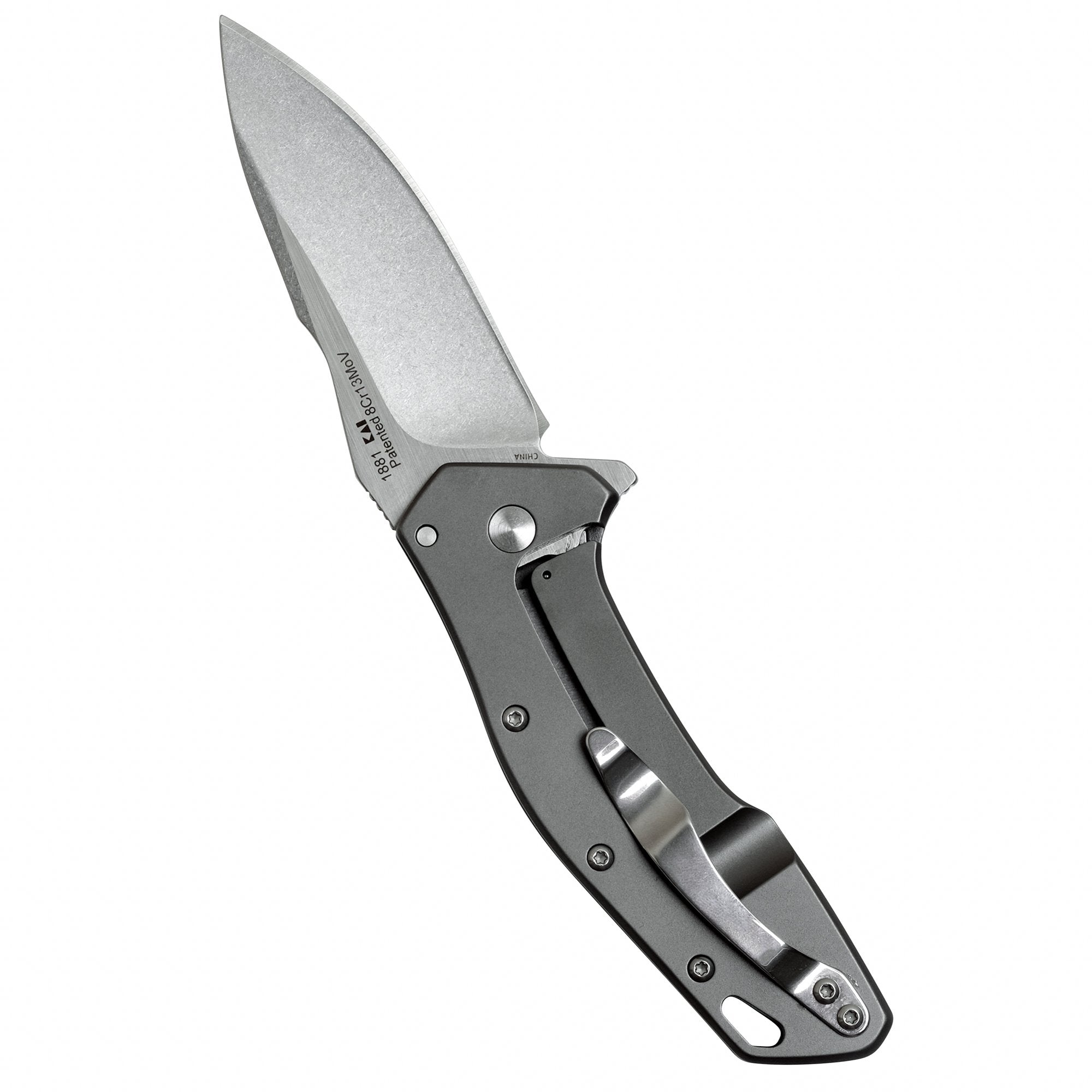 Eris Kershaw Folding Pocket Knife (1881); 3-Inch Stainless Steel Drop-Point Blade Featuring SpeedSafe Assisted Opening, Titanium-Coated Handle, Secure Frame Lock and Reversible Pocket Clip; 4.7 OZ