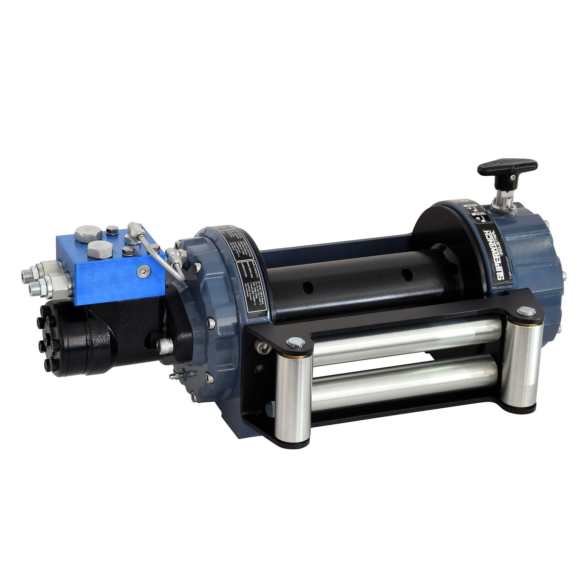 S100430 Superwinch Industrial SI Standard Drum Hydraulic Winch 12000lb (5443kg) Single Line Pull with Roller Fairlead