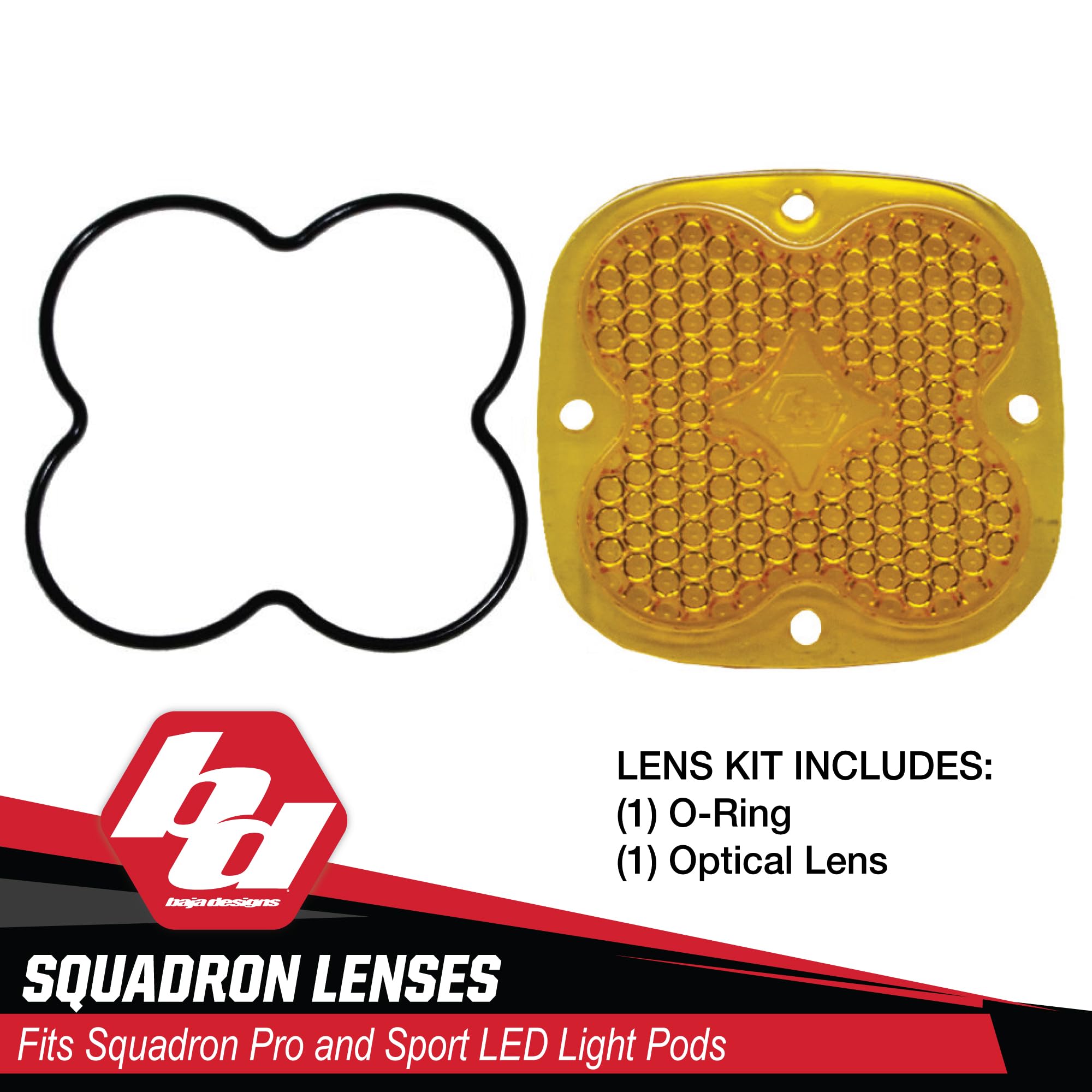 LED Lens Kit Baja Designs Squadron (Pro and Sport), 1 Pack (Work/Scene; Amber Lens)