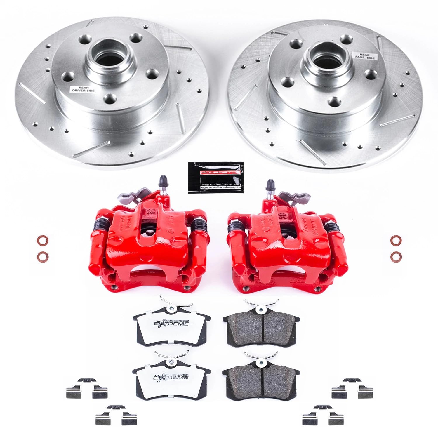 Power Stop Z26 KC512-26 Street Warrior Rear Brake Kit-Brake Rotors, Brake Pads & Calipers