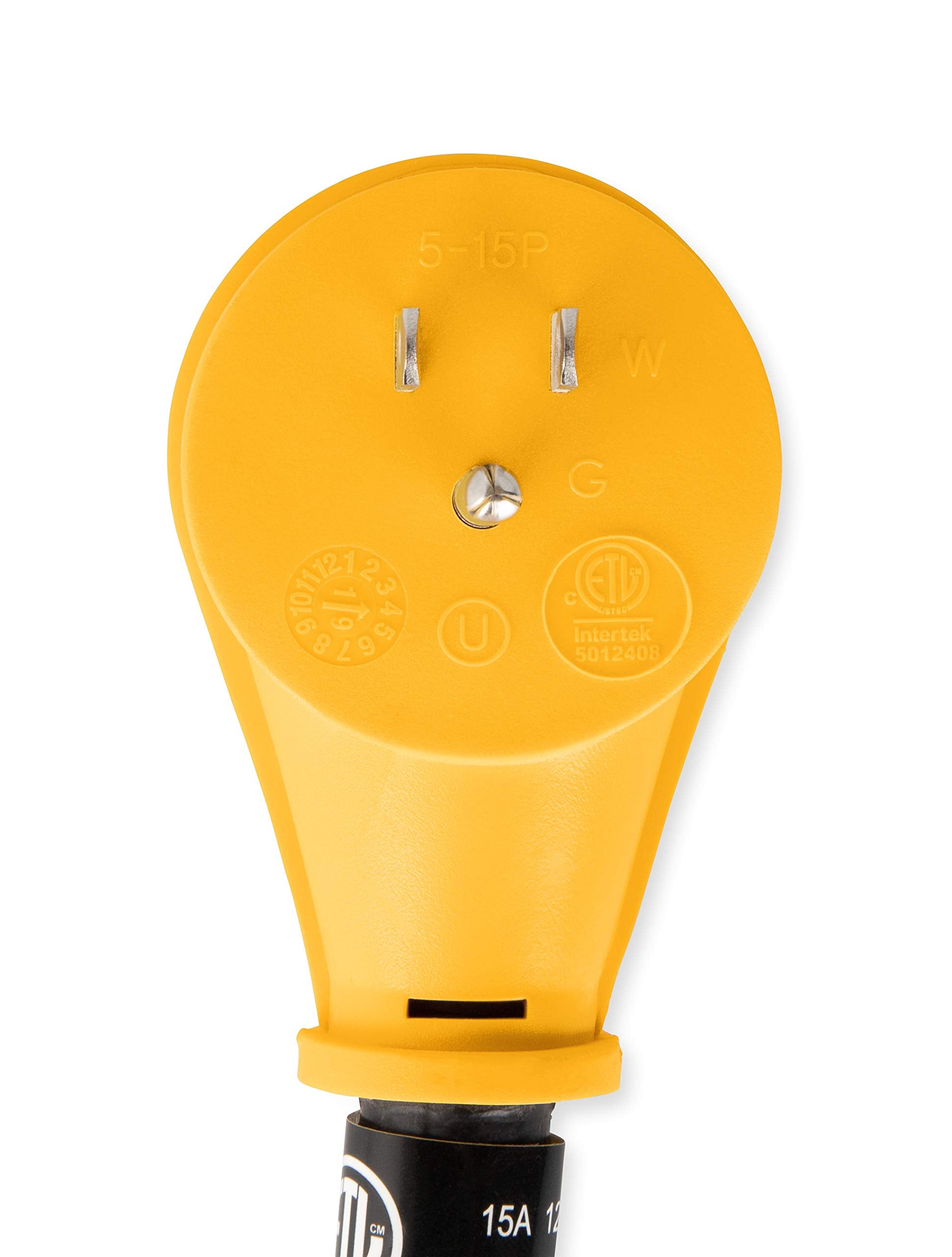 Camco Dogbone Camper/RV Electrical Adapter - Features 15-Amp Male (NEMA 5-15P) & 30-Amp Female (NEMA TT-30R) - Rated for 125 Volts/1875 Watts & Crafted w/Copper 10/3-Gauge Wires (55165)