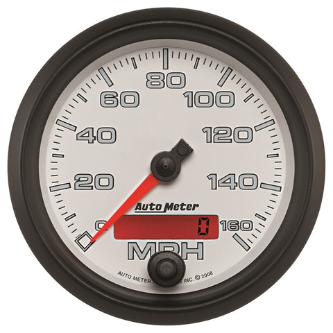 Speedometer AutoMeter Gauge, 3 3/8", 160Mph, Elec. Programmable, White, Pro-Cycle (19589)