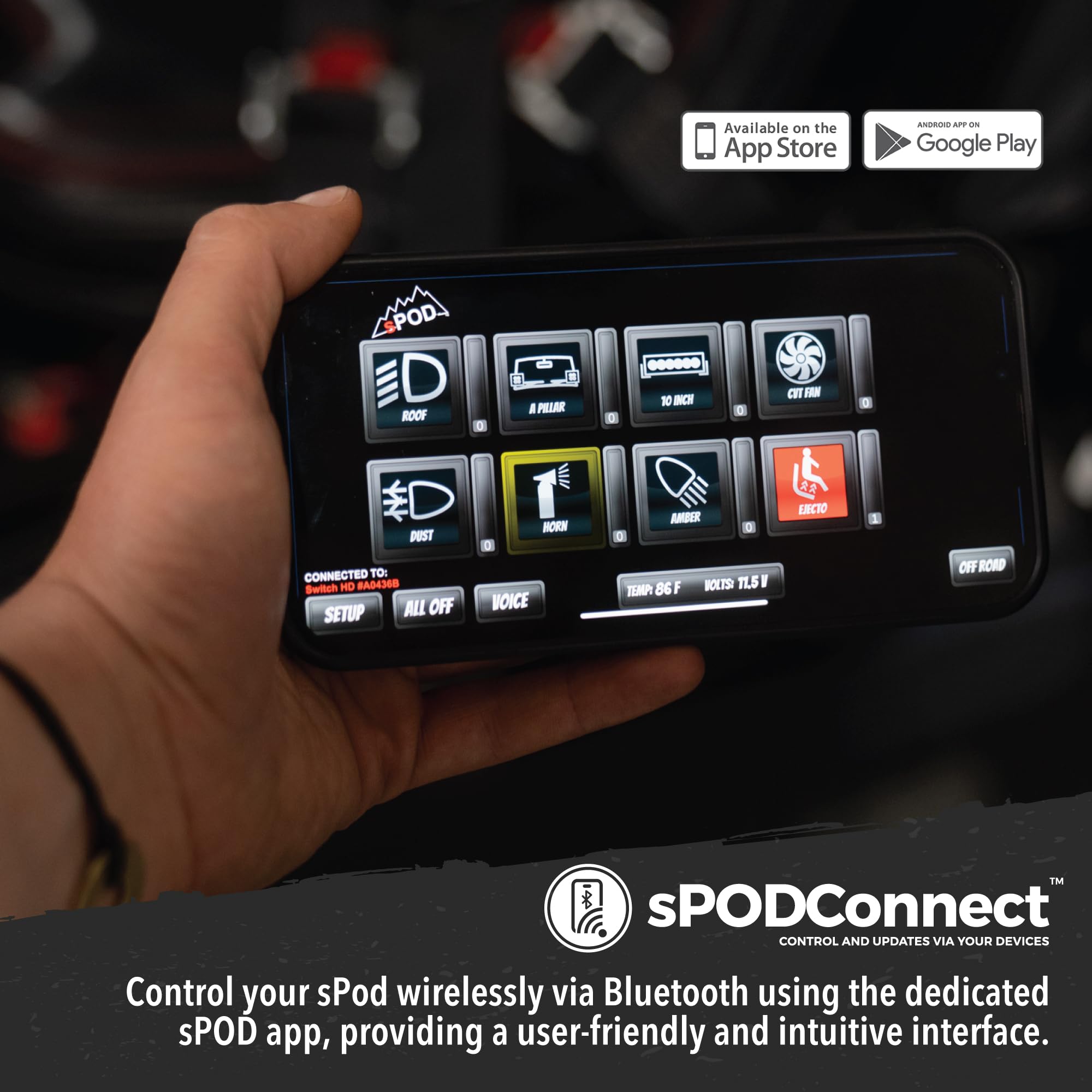 BantamX SPOD 8 Relay Power Control System with Touch Screen Controller and Integrated Bluetooth for Off-Road 4x4, Trucks - USA 5-Year Warranty (Universal Fit; 84" Battery Cable)
