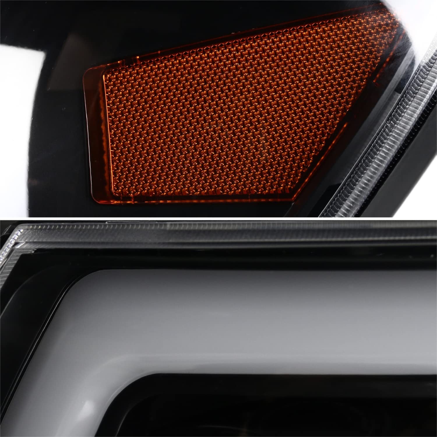 Black LED Tube Projector Headlights SPEC-D TUNING with LED Sequential Switchback Signal Compatible with 2005-2011 Toyota Tacoma, Left + Right Pair Headlamps Assembly