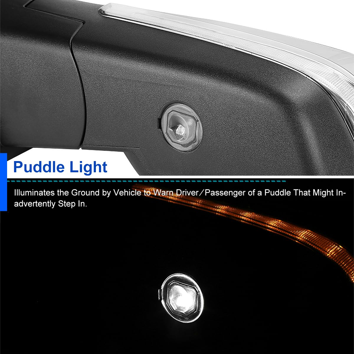 Spec-D Tuning Chrome Power Folding Mirror Left Driver Side w/LED Turn Signal Compatible with 2014-2018 Chevy Silverado, GMC Sierra