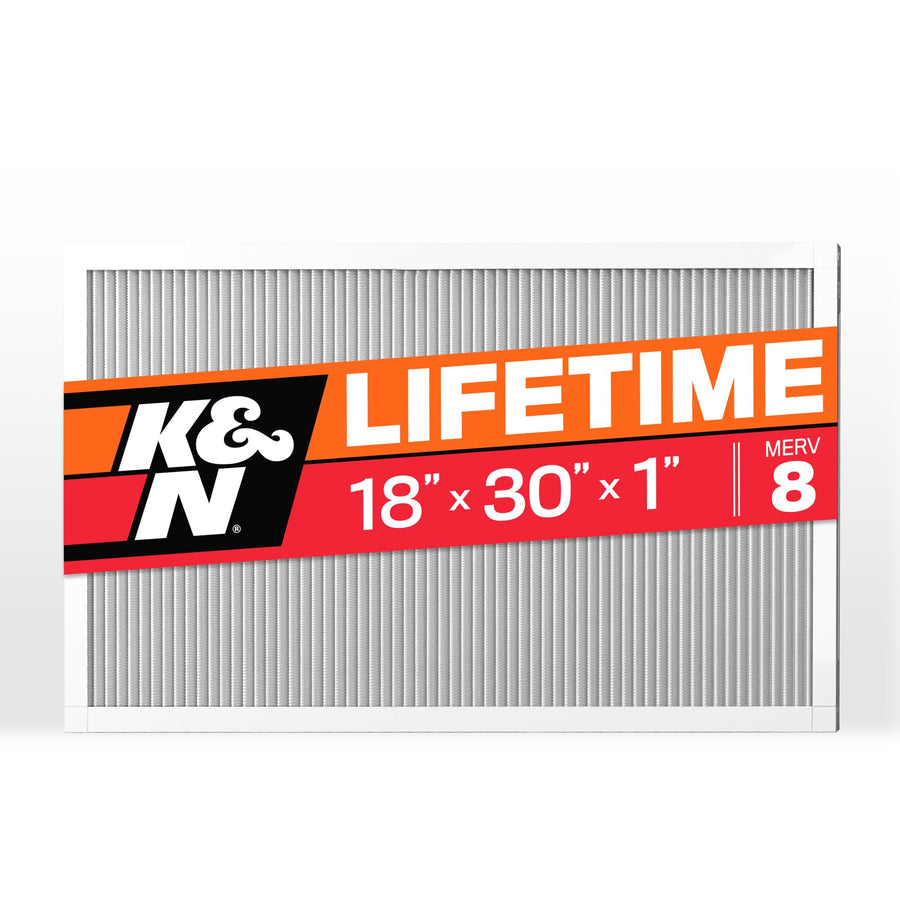 K&N HVAC Furnace Air Filter 18X30X1, Lasts a Lifetime, Washable, Merv 8, the Last HVAC Filter You Will Ever Buy, Breathe Safely at Home or in the Office, HVC-8-11830