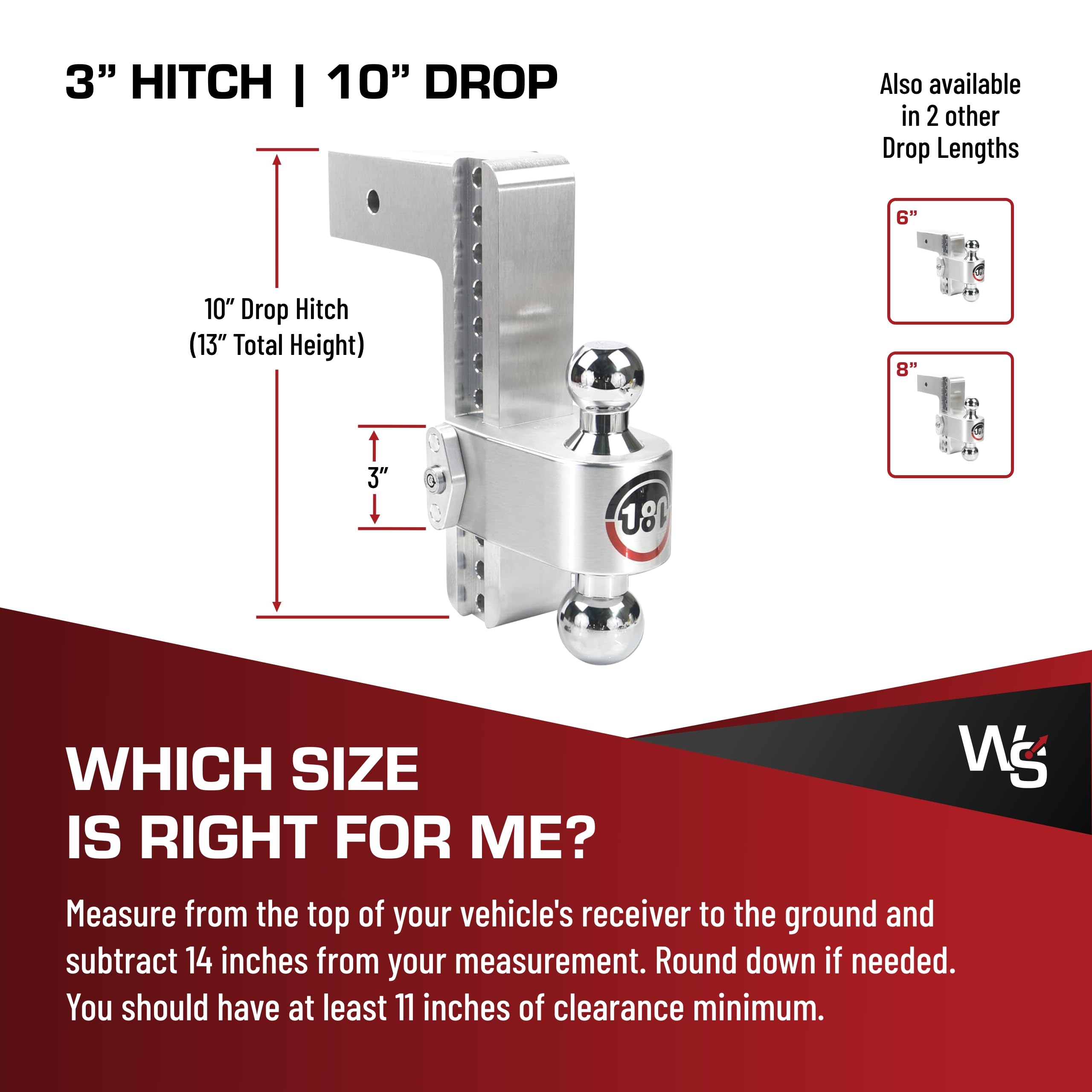 Weigh Safe Adjustable Trailer Hitch Ball Mount - 4" Hitch Adjustable Drop for 3" Receiver - Premium Heavy Duty Aluminum Trailer Tow Hitch w/ Chrome Plated Tow Balls (2" & 2 5/16") - 21,000 GTW