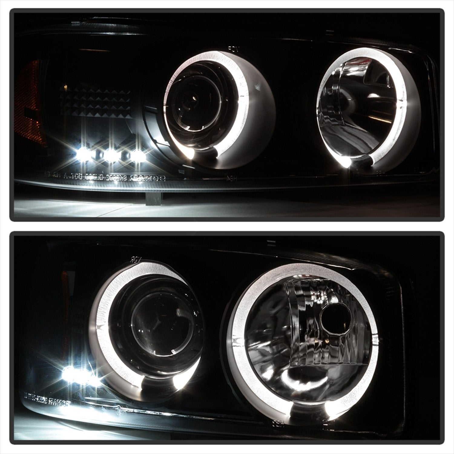Led Halo Spyder Auto Projector Headlights Black/Clear 5009357