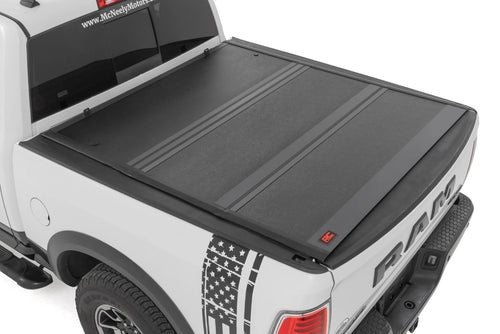 Rough Country Tonneau Cover Hard Tri-Fold for RAM 1500 (2010-2018)/2500 (2010-2025) - Low-Profile Aluminum Truck Bed Cover, Fits 5'7 Bed (67.4")