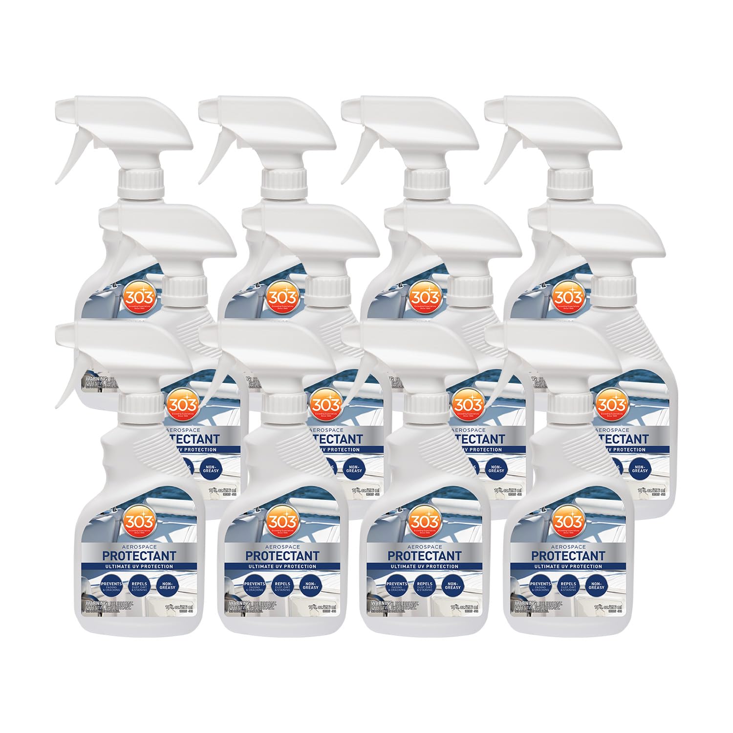 303 Aerospace Marine Protectant – UV Protection – Repels Dust, Dirt, & Staining – Smooth Matte Finish – Restores Like-New Appearance – 10 Fl. Oz. (30305-12PK)