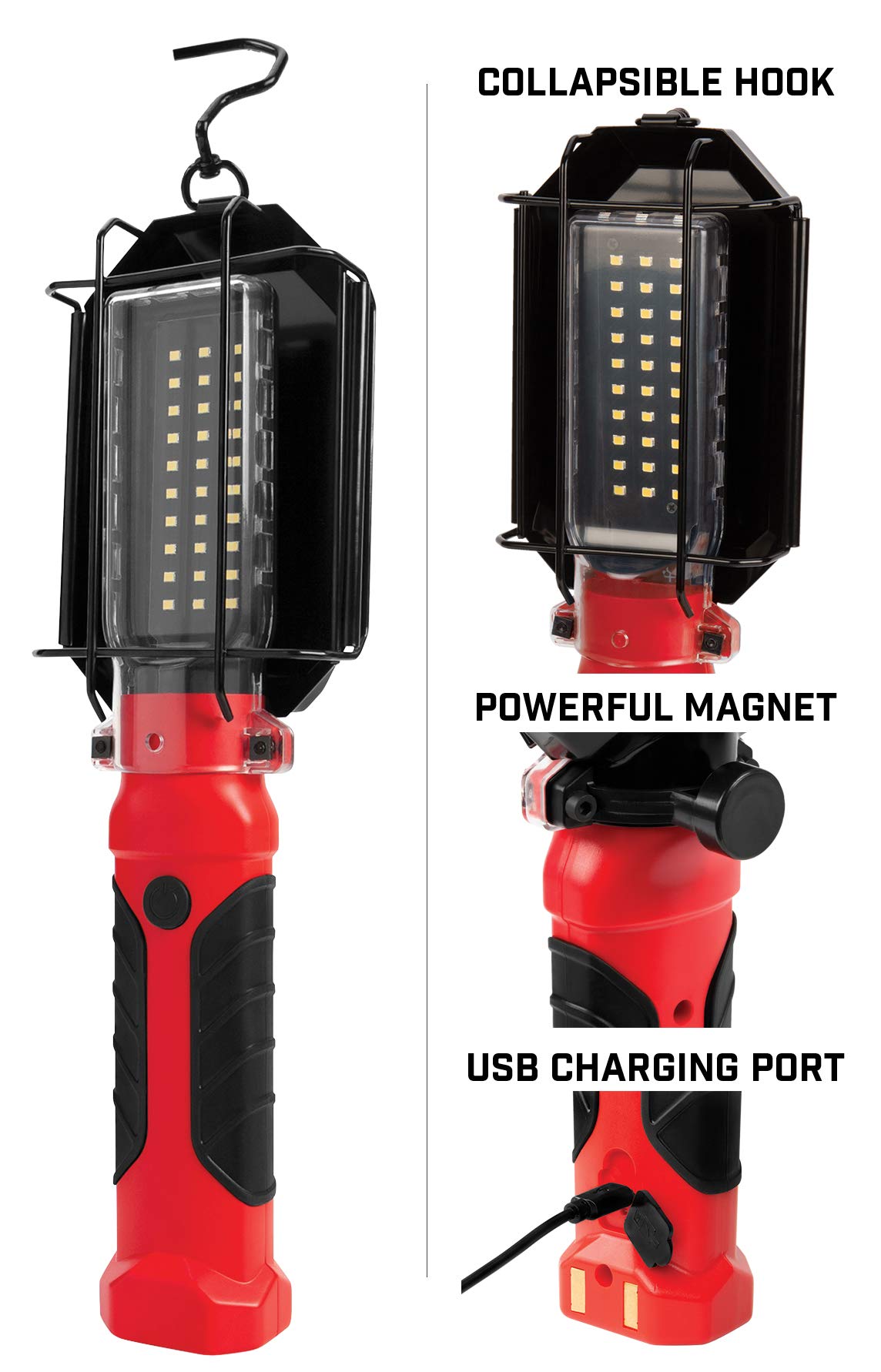 W2242 Performance Tool Super Bright 1,200 lumen Rechargeable LED Drop Light | Cordless LED Trouble Light with | Charging Base included