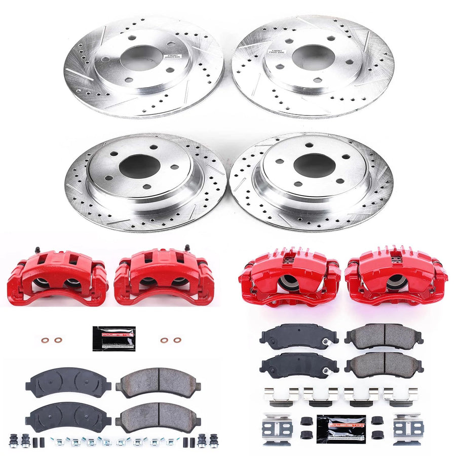 Power Stop Z23 KC2005 Front and Rear Brake Caliper Kit- Brake Rotors, Brake Pads, Brake Calipers For Chevy Blazer, Chevy S10, GMC Jimmy, GMC Sonoma, Isuzu Hombre, Oldsmobile Bravada [Model Specific]