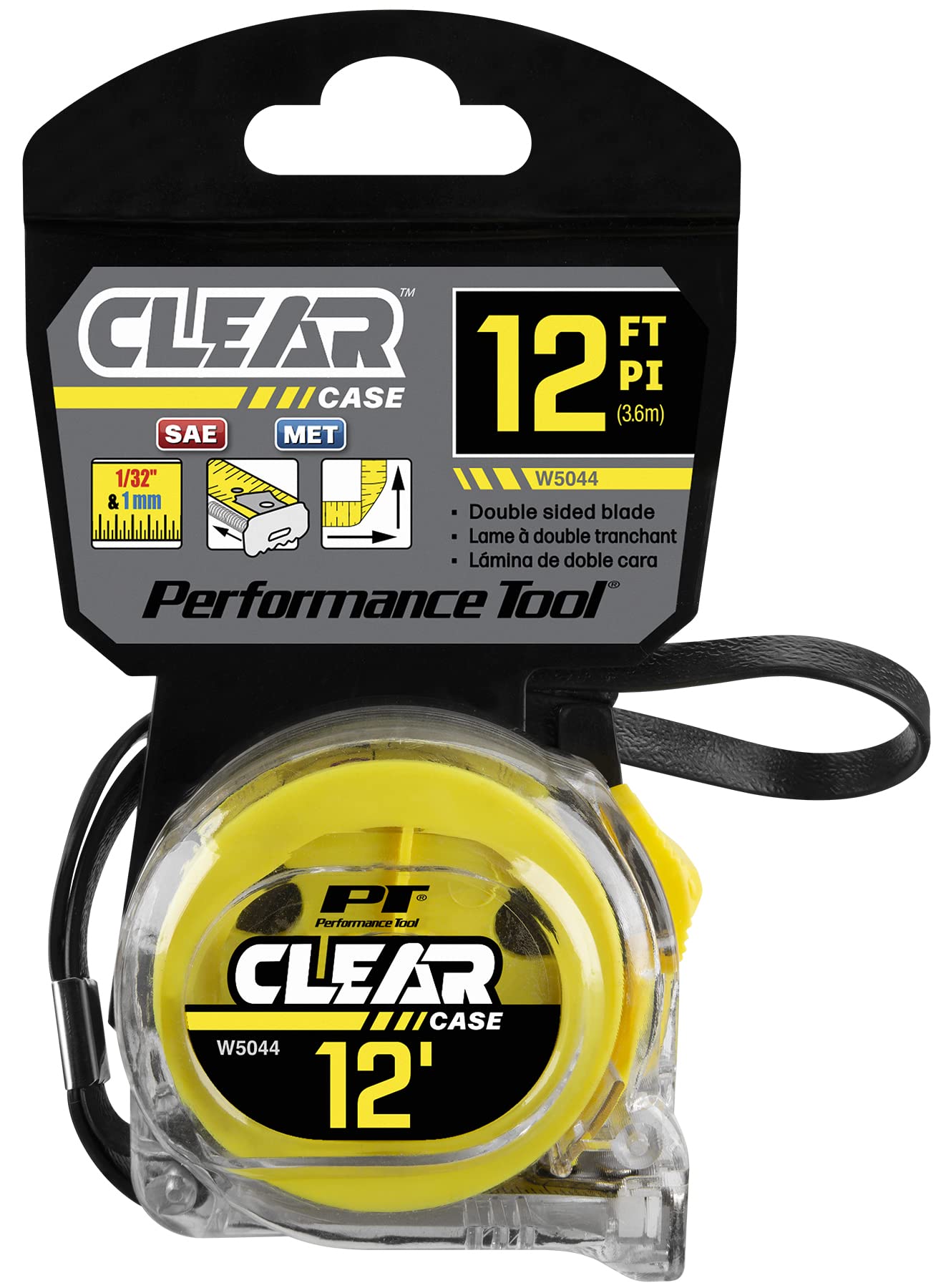 12' X 5/8-Inch Performance Tool Clear Tape Measure W5044