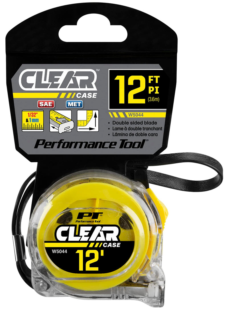 12' X 5/8-Inch Performance Tool Clear Tape Measure W5044