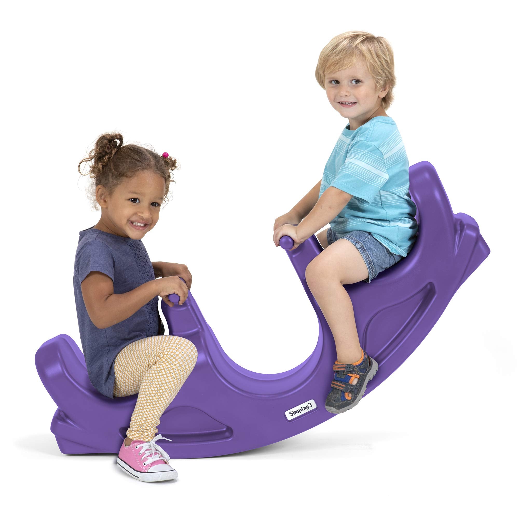Simplay3 Teeter Totter Rock and Roll Seesaw - Rocking Fun for Two Toddlers or Kids Ages 18 Months to 5 Yrs- Purple, Made in USA