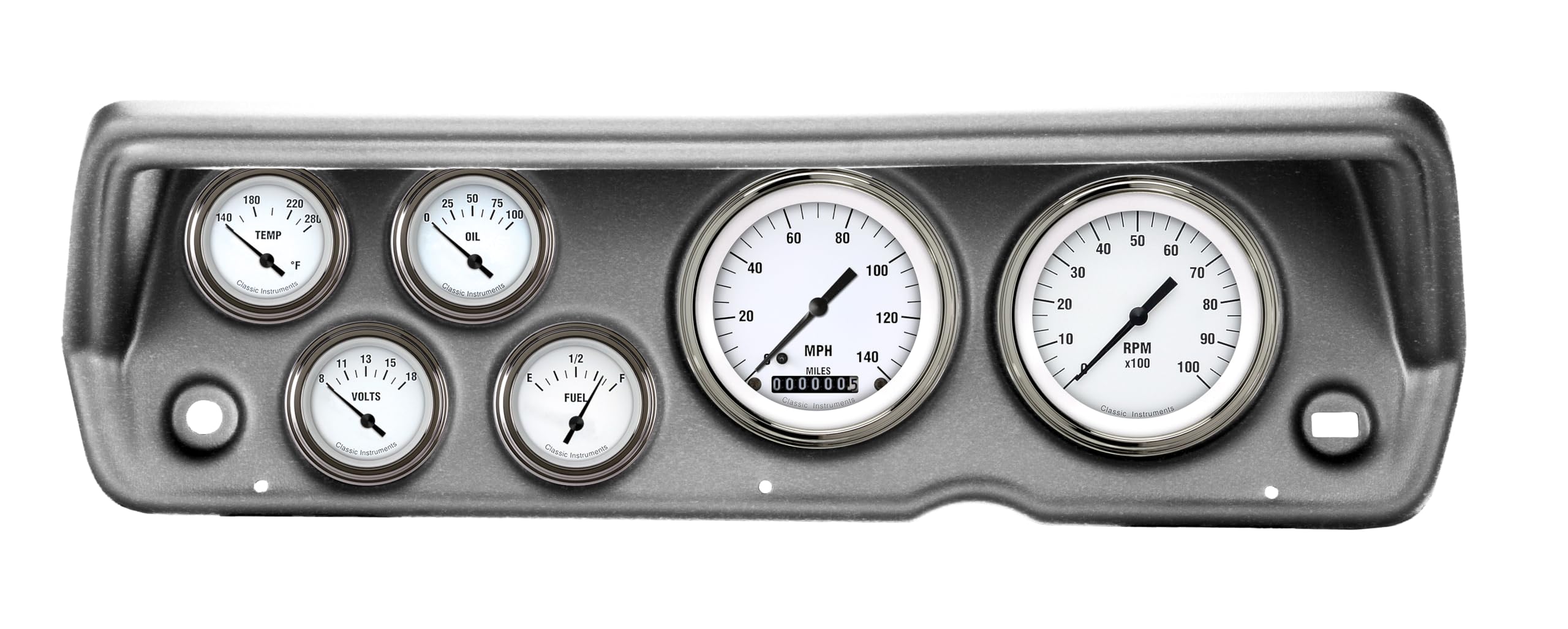 Classic Instruments White Hot CDDU70WH01BA Direct Fit 6 Gauge Set Compatible with 1970-1976 Duster