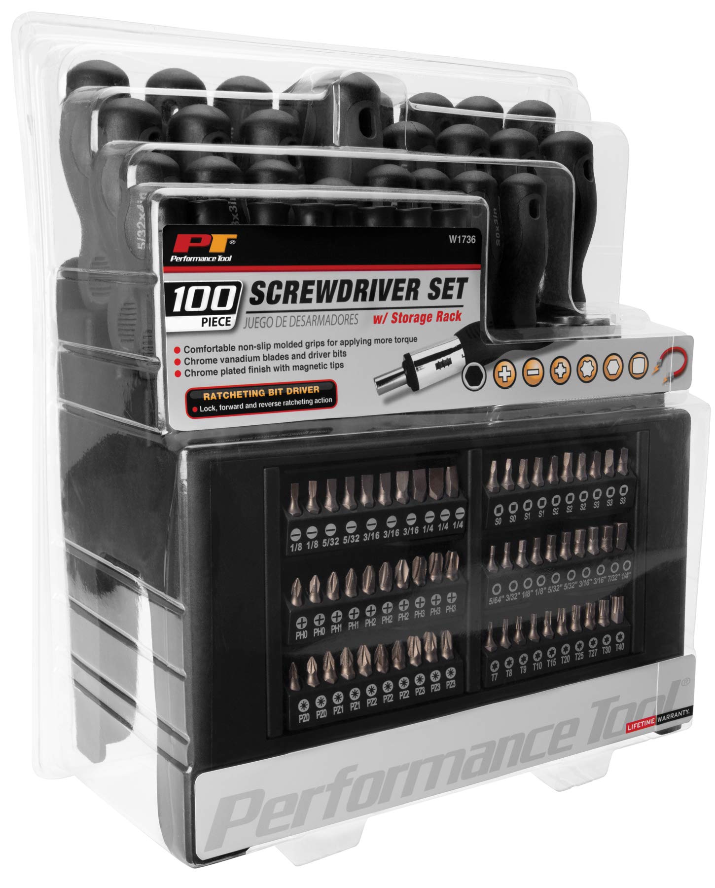 W1736 Performance Tool Screwdriver Set - Precision Magnetic Tips, Ergonomic Handles, Durable Construction for DIY and Professional Use