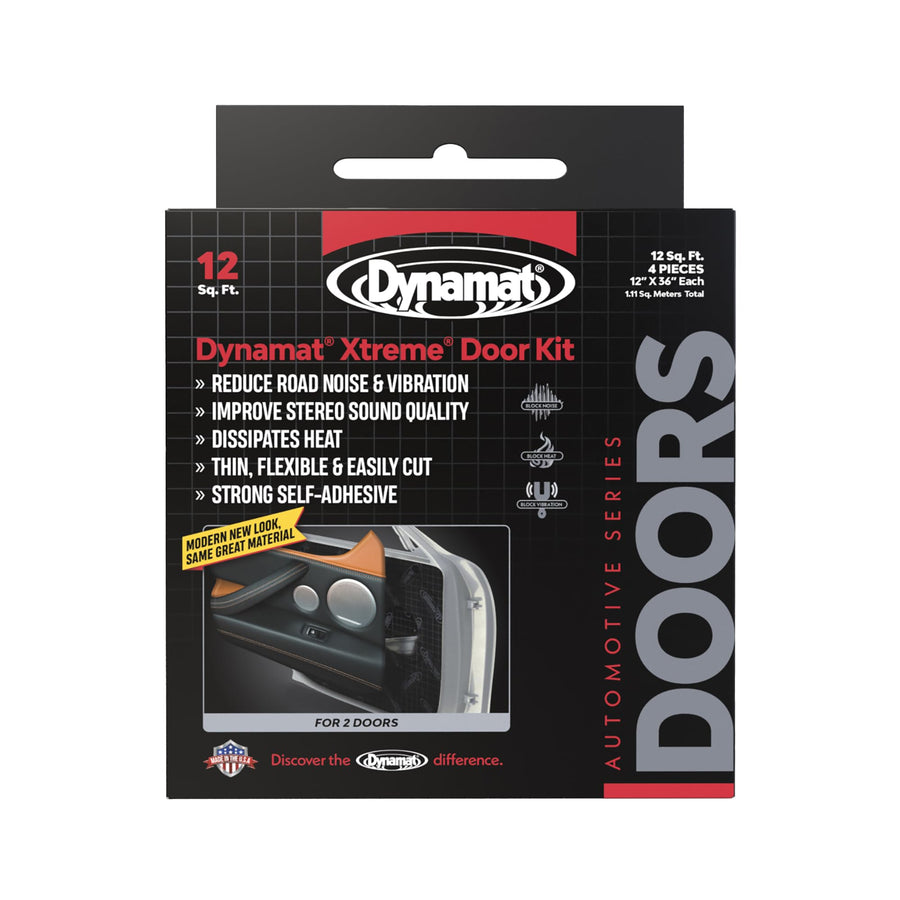 Dynamat Xtreme Car Insulation Sound Deadening Door Kit 10435 – Pre Cut Noise Dampening Kit for 2 Standard Car Doors – Easy Self Adhesive Install – Made in USA – 4 Sheets 12”x36” Each, 12 sq ft total