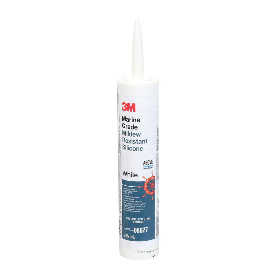 3M Marine Grade Silicone Sealant, For Boats and RVs, 08027, Above the Waterline Interior/Exterior Sealing, White, 10.3 fl oz Cartridge