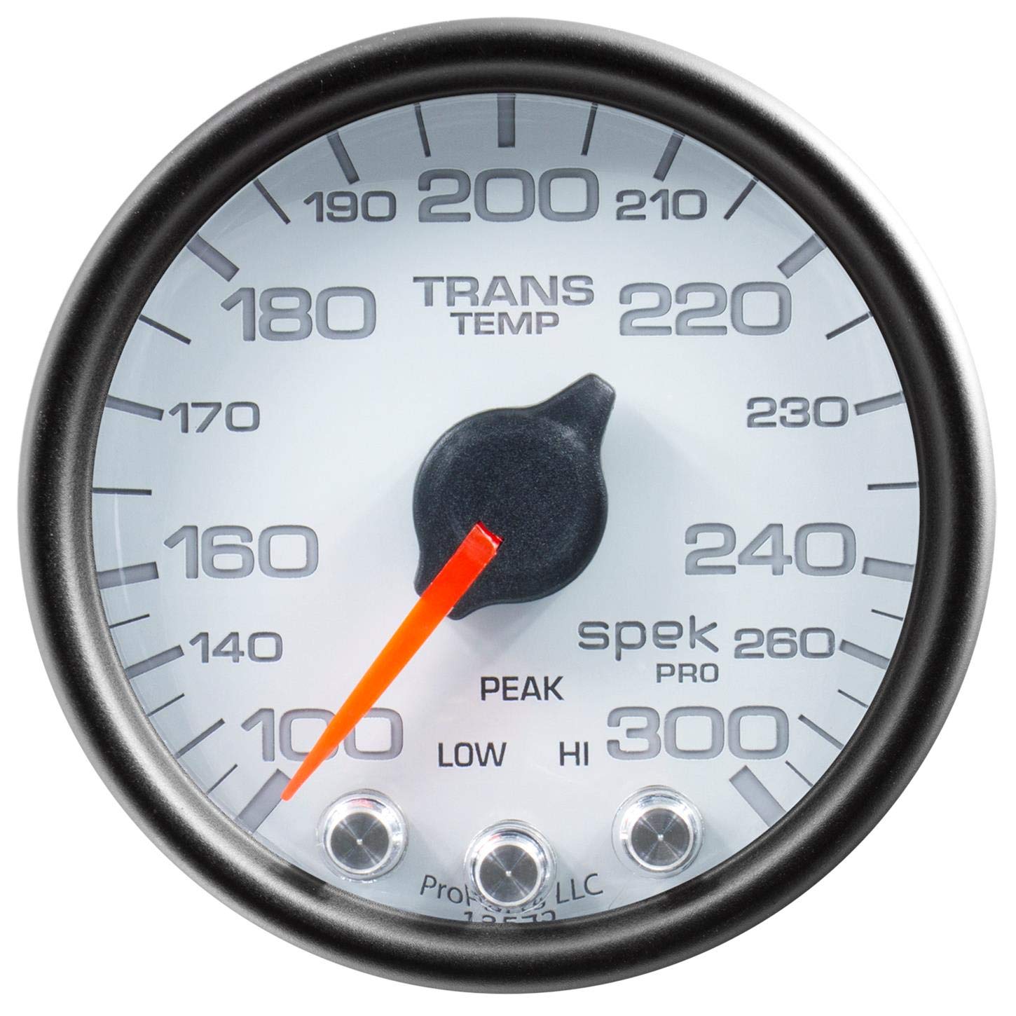 AutoMeter P34212 Transmission Temp Gauge (Spek-Pro Gauge, Trans Temp, 2 1/16", 300ºf, Stepper Motorwith Peak & Warn, Wht/Blk, Spek-Pro)