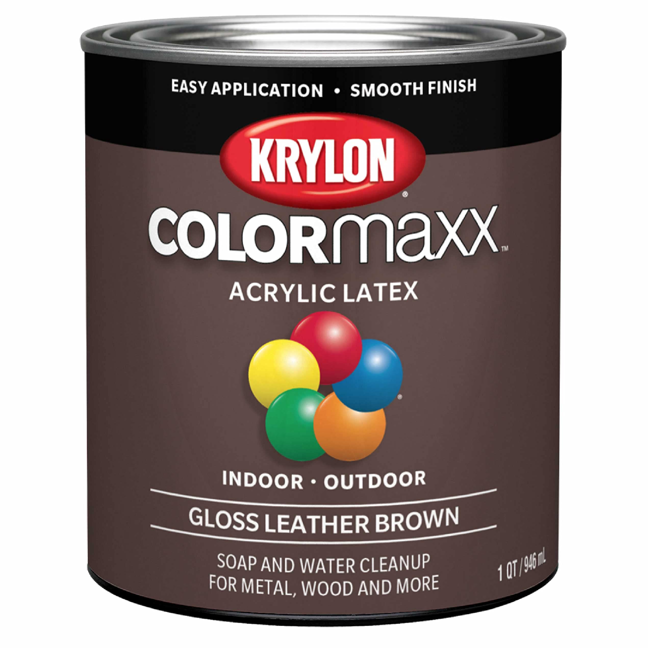 Krylon Brush-On COLORmaxx, Gloss, Leather Brown, 1 Quart