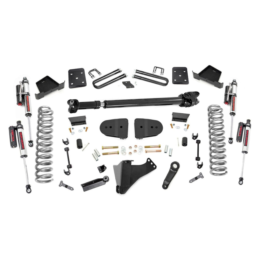 Rough Country 6 Inch Lift Kit with Reservoir Vertex Shocks for Ford F-250/F-350 Super Duty (2023 w/OVLDS) - Fits 4" Axle, Diesel, Includes FR Driveshaft