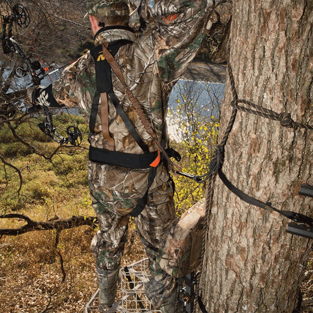 Muddy Tree Stand Hunting Safety Systems Lightweight Padded Nylon Quick-Release Safeguard Harness, Large