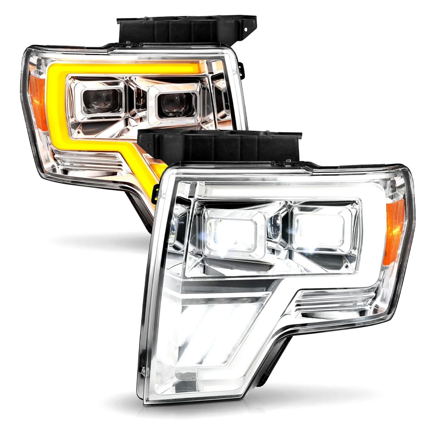 09-14 Ford F-150 ANZO Full LED Proj Headlights w/Initiation Feature - Chrome