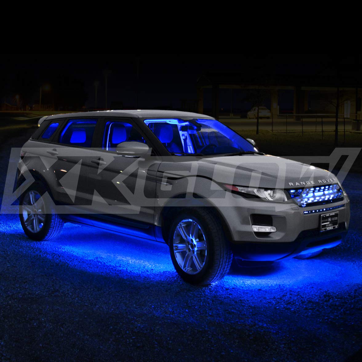 XK GLOW 8x24 Tube + 4x8 Strip Blue Single Color XKGLOW UnderglowLED Accent Light Car/Truck Kit