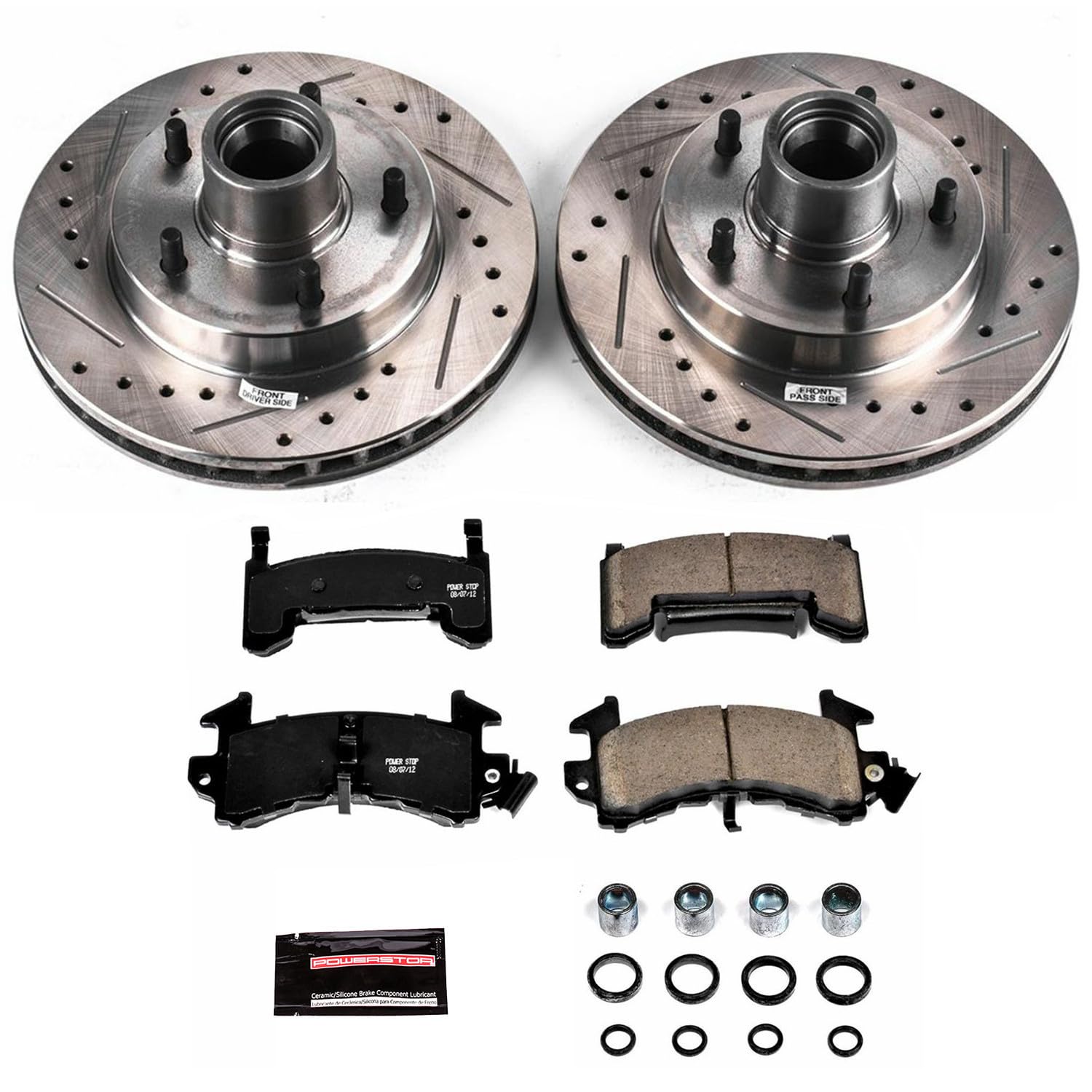 Power Stop K1485 Z23 Carbon Fiber Brake Pads with Drilled & Slotted Brake Rotors Kit