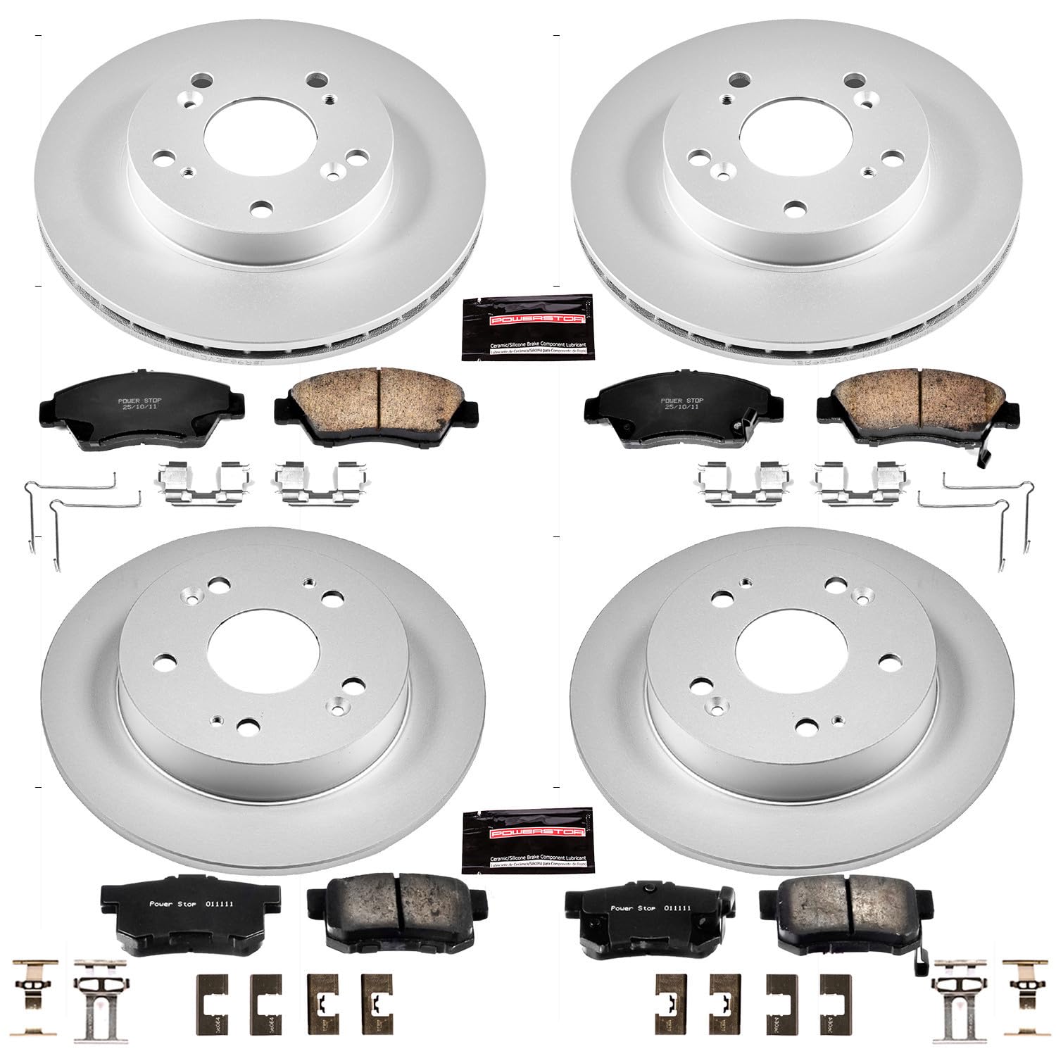 Power Stop CRK4276 Brake Rotor & Coated Ceramic Brake Pads- front & rear For Honda Civic 2009-2011 [Model Specific]