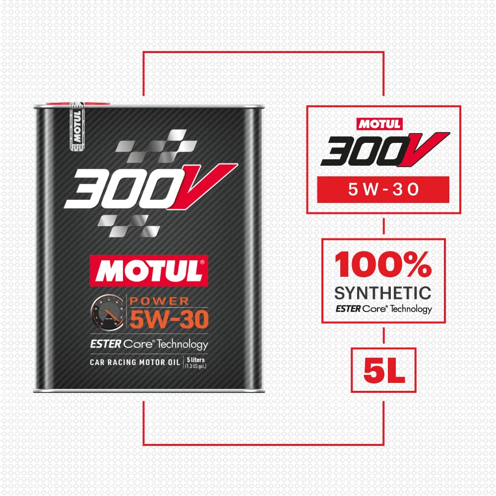 300V MOTUL 110815 5W-30 POWER Car Racing Motor Oil Full Synthetic Engine Lubricant 5 Liter High Performance 4-Stroke Ester Core