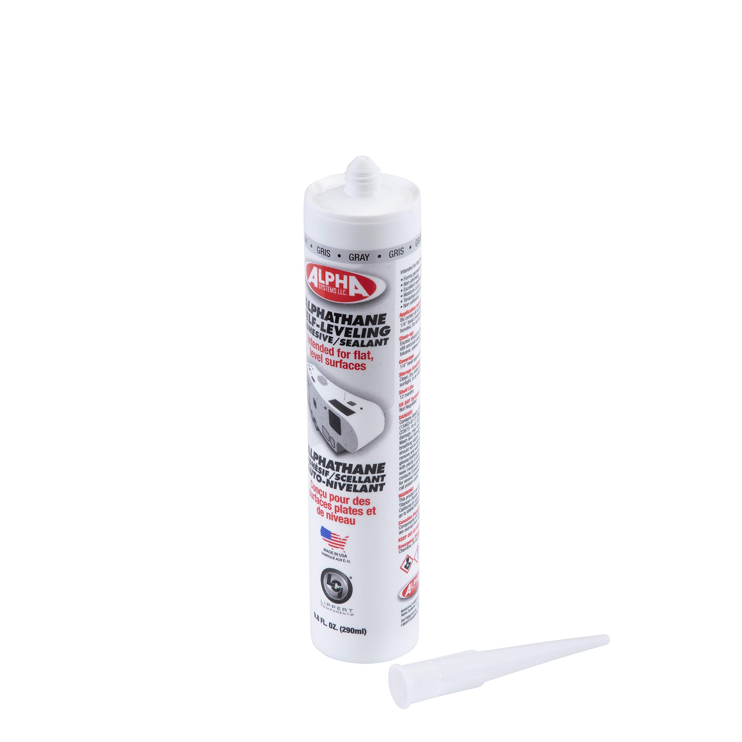 Lippert Components 5121 N512103TLCI ALPHATHANE 100% Solids Self-Leveling Sealant, Gray (9.8 Oz. Tube)