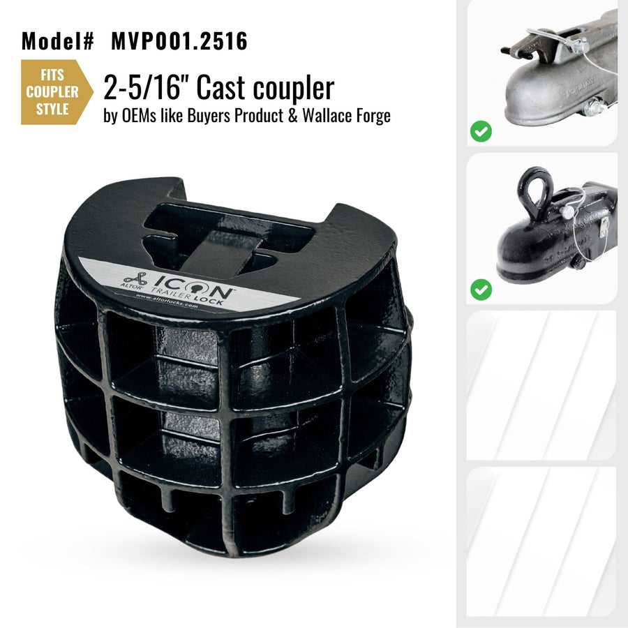 Altor Trailer Lock ICON for 2-5/16 inch couplers | Secures high Value Utility Trailers/Travel Trailers/RV/Boat/Toy Haulers