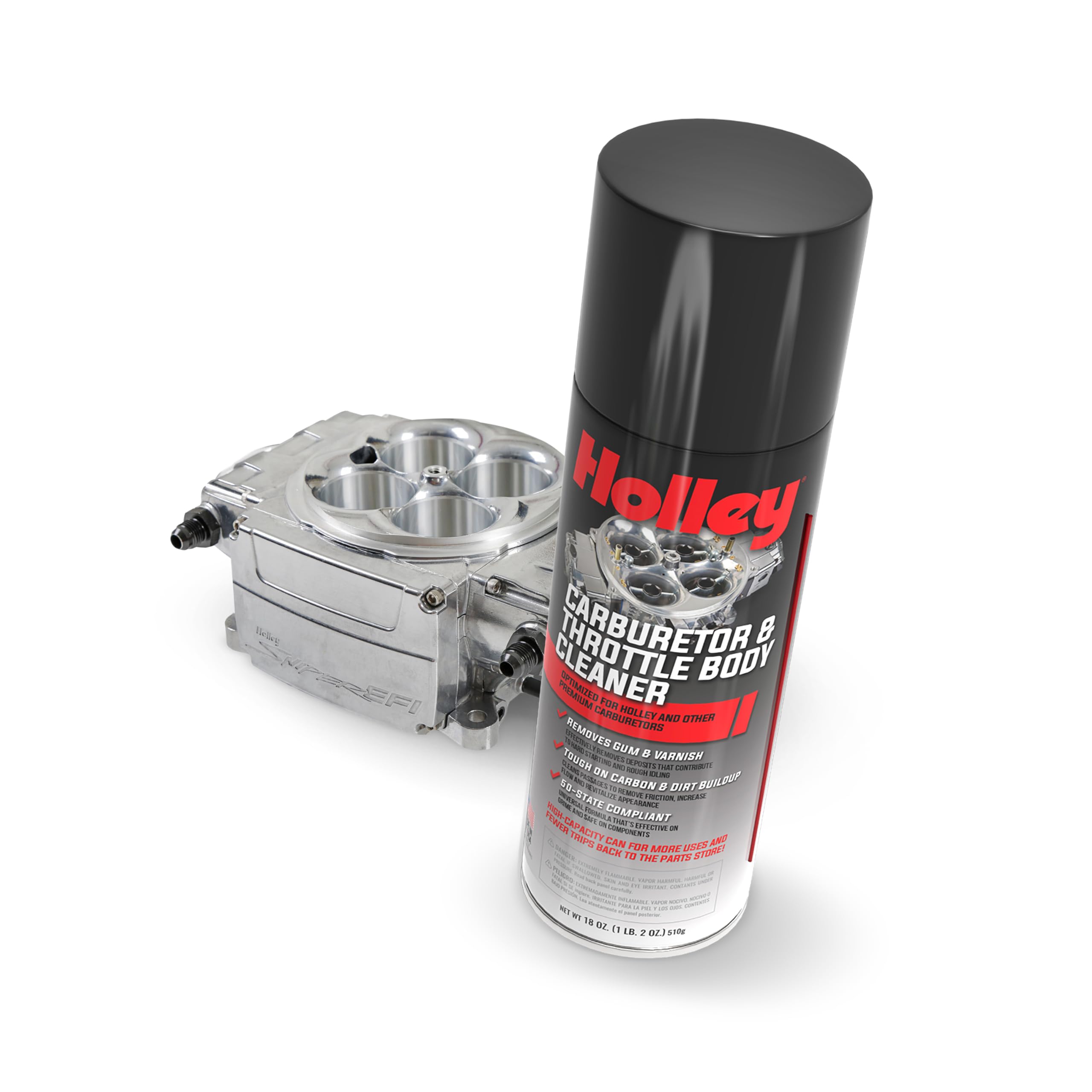 Throttle Body and Holley Carburetor Cleaner Spray, 18 oz Can - Removes Dirt, Gum, and Carbon Buildup Deposits, Degreaser - Including Carb Linkages, Plates, and Valves