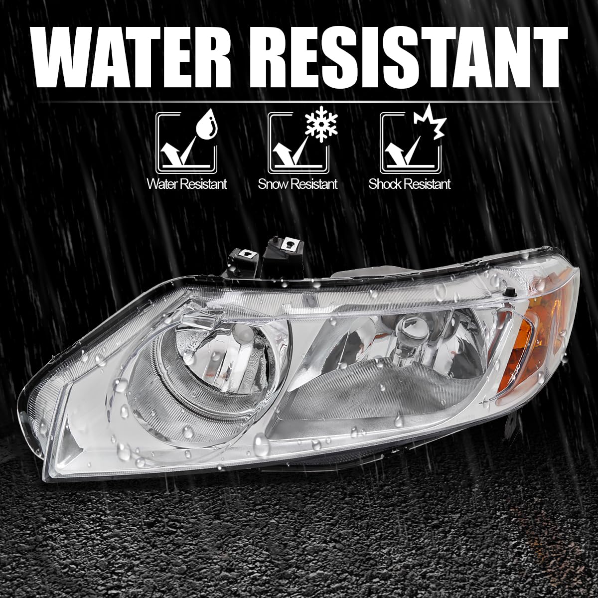 Chrome Headlights SPEC-D TUNING Compatible with 2006-2011 Honda Civic 4Dr Sedan
