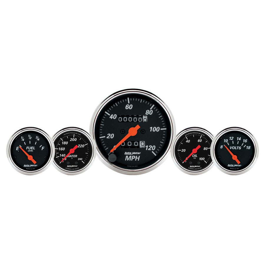 Auto Meter Designer Black 1411 Fuel/Oil/Speedo/Volt/Water 5 Gauge Set