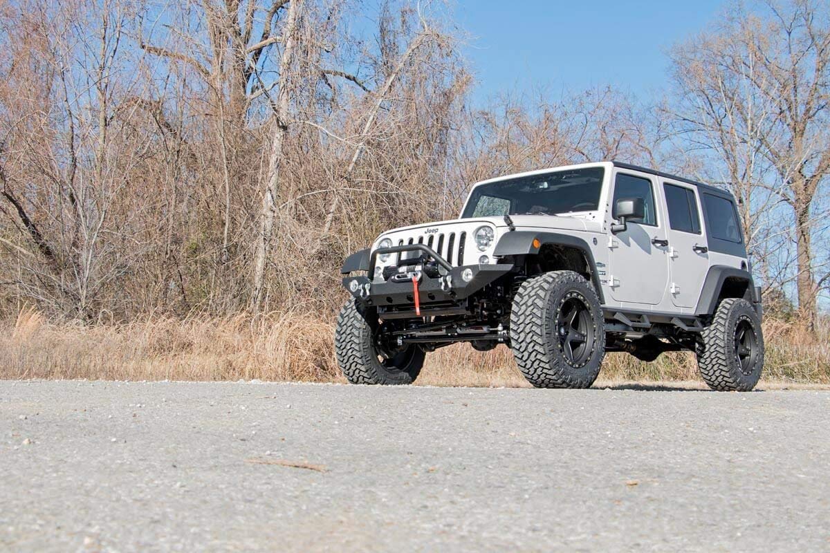 Rough Country Drop Steps Contoured for Jeep Wrangler JK (2007-2018) 4-Door - Flush Fit Rails with Side Steps