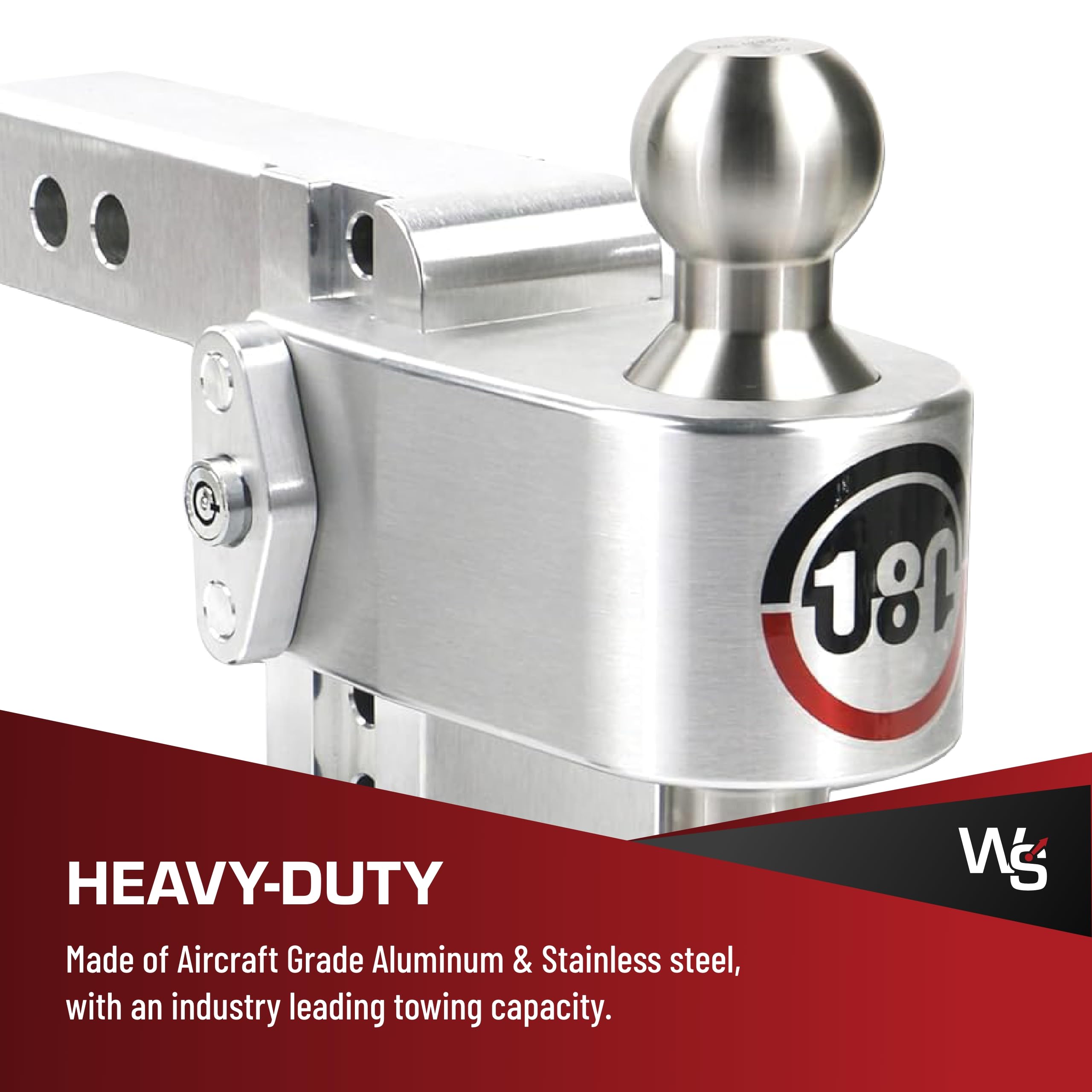 Weigh Safe Adjustable Trailer Hitch Ball Mount - Adjustable 4" Drop Hitch for 2.5" Receiver - Premium Heavy Duty Aluminum Trailer Tow Hitch w/ Stainless Steel Tow Balls (2" & 2 5/16") - 18,500 lbs GTW