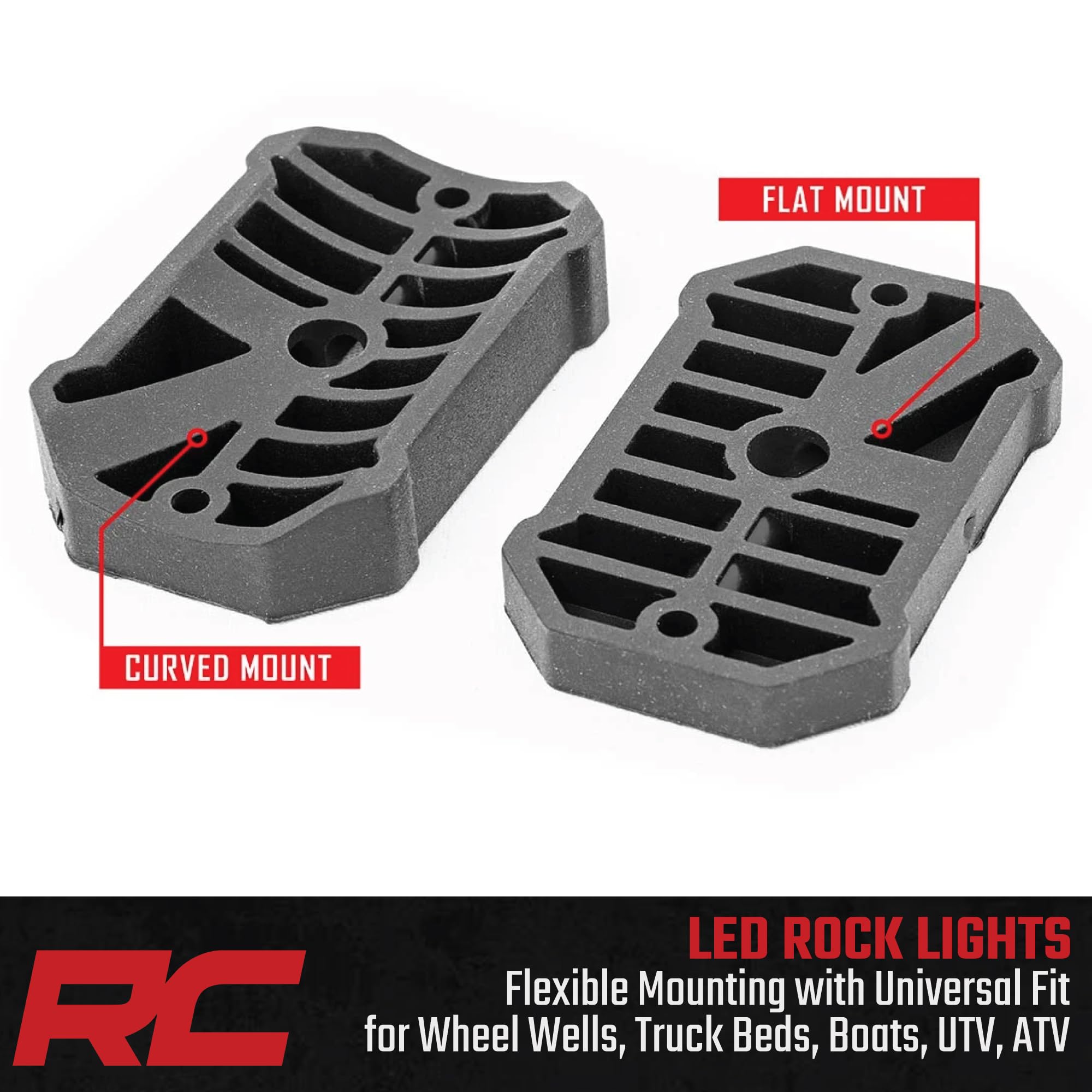 Rough Country LED Deluxe Rock Light Pods w/Mounting Kit | 4 Pods - 70980 , White