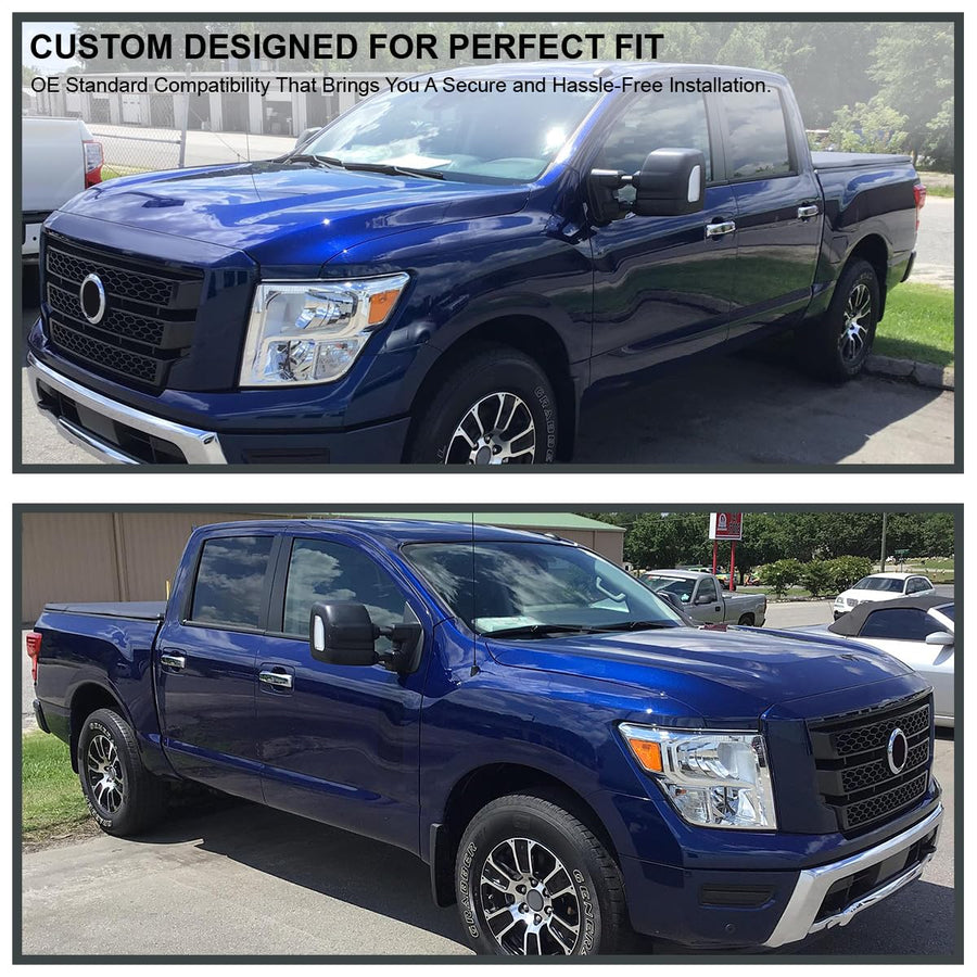 Spec-D Tuning Heated Power Towing Mirros w/LED Signal, Blind Spot Sensor Compatible with 2016-2022 Nissan Titan, Left + Right Pair