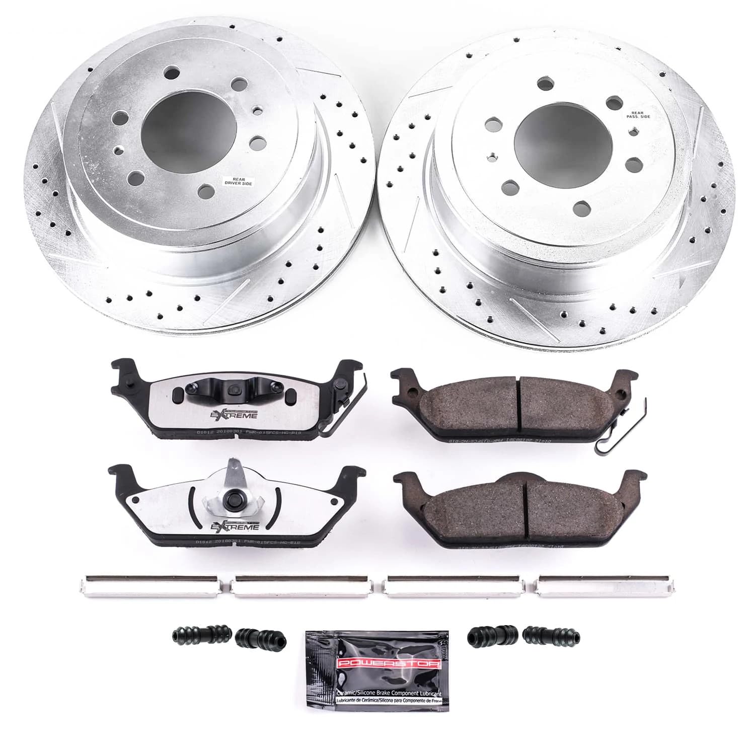 Power Stop K1950-36 Z36 Truck & Tow Rear Brake Kit, Carbon Fiber Ceramic Brake Pads with Drilled and Slotted Brake Rotors For 2004-2007 2008 2009 2010 2011 Ford F-150 Pickup Harley-Davidson 6 Lug