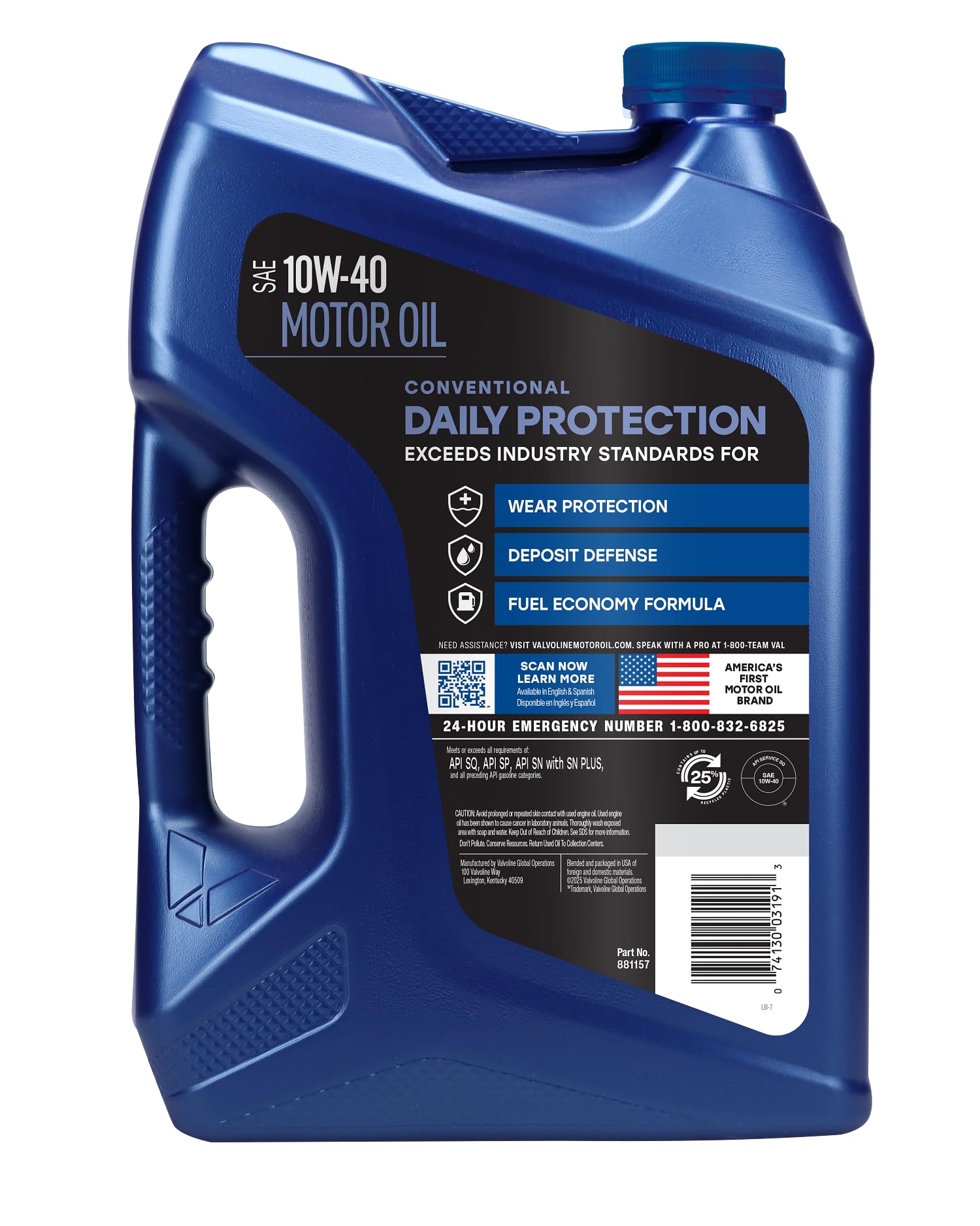 10W-40 Valvoline Daily Protection Synthetic Blend Motor Oil 5 Quart